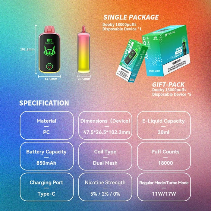 THATTHAT Dooby 18000 Disposable  Vape (5%, 18000 Puffs)