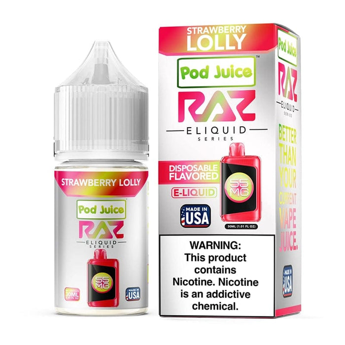 Pod Juice x RAZ Strawberry Lolly TFN Salt Vape Juice 30ml