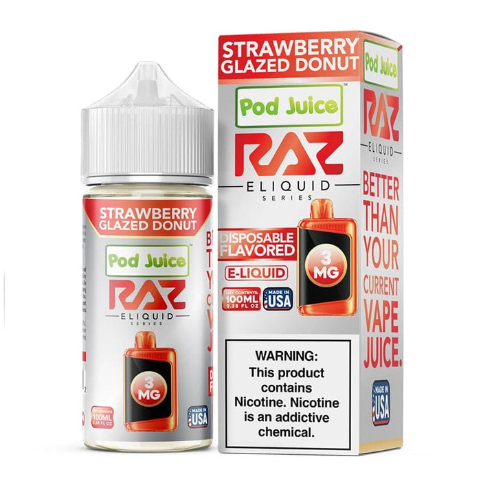 Pod Juice x RAZ Strawberry Glazed Donut Synthetic Vape Juice 100ml