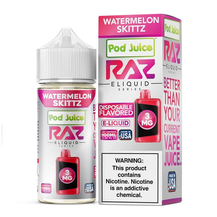 Pod Juice x RAZ Watermelon Skittz Synthetic Vape Juice 100ml