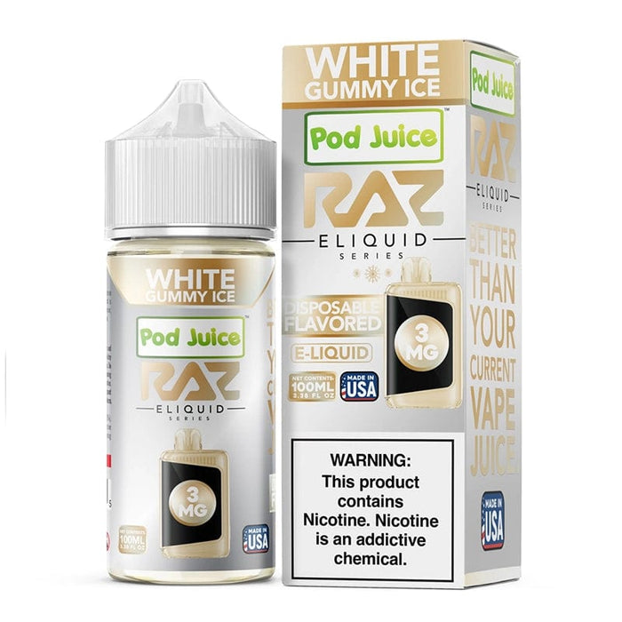 Pod Juice x RAZ White Gummy Ice Synthetic Vape Juice 100ml